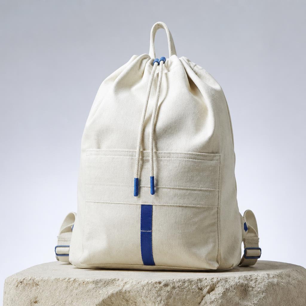 Washed canvas daypack with cobalt details